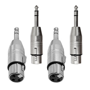 AxcessAbles 1/4" TRS to XLR Adapter, Balanced Quarter Inch 6.35mm Male to XLR Female Adapters - 4 Pack