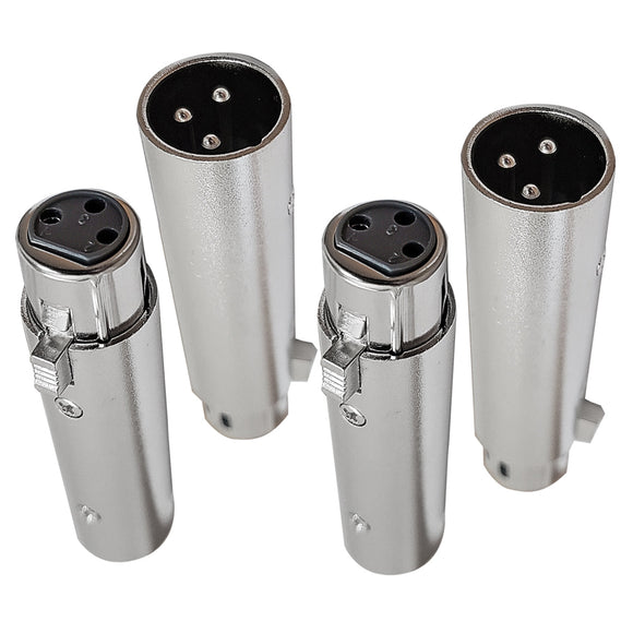 AxcessAbles XLR3F-XLR3M-4PK 3 Pin XLR Female to 3 Pin XLR Male Gender Changing Barrel Adapter (4 Pack)
