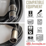 20ft XLR Male to Female Microphone Cable by AxcessAbles| U.S. Based Small Business | Shielded Microphone Cord | DJ Mic Cable | XLR to XLR Balanced Cable | AxcessAbles 20ft XLR Mic Cable (2-Pack)