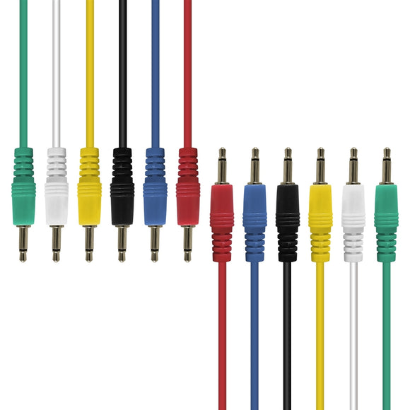 AxcessAbles 1/8 inch (3.5mm) TS to 1/8 inch (3.5mm) TS Unbalanced Mono Patch Cables for Music Producers, Eurorack Synthesizer, Multi-Color 6 Pack (3ft)