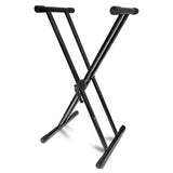 AxcessAbles KX-201 Double X Keyboard/ DJ Coffin Case Stand with 100LB Capacity. No Assembly Required. - Open Box