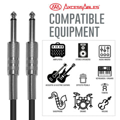AxcessAbles I-020 1/4-inch (6.35mm) TS Straight to 1/4-inch (6.35mm) TS Straight Guitar/Bass/Instrument Cable (20ft)