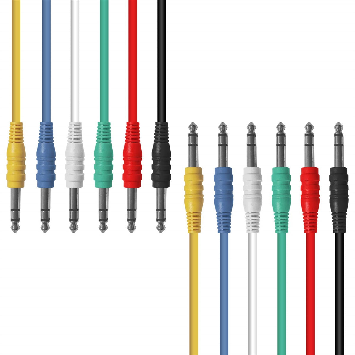 AxcessAbles 1/4-inch (6.35mm) TRS to 1/4-inch (6.35mm) TRS Multi-Color Balanced Stereo Patch Cables 6-Pack Outboard Gear & Patchbay Studio Cables External Effects Digital Analog Effects (1.5ft)