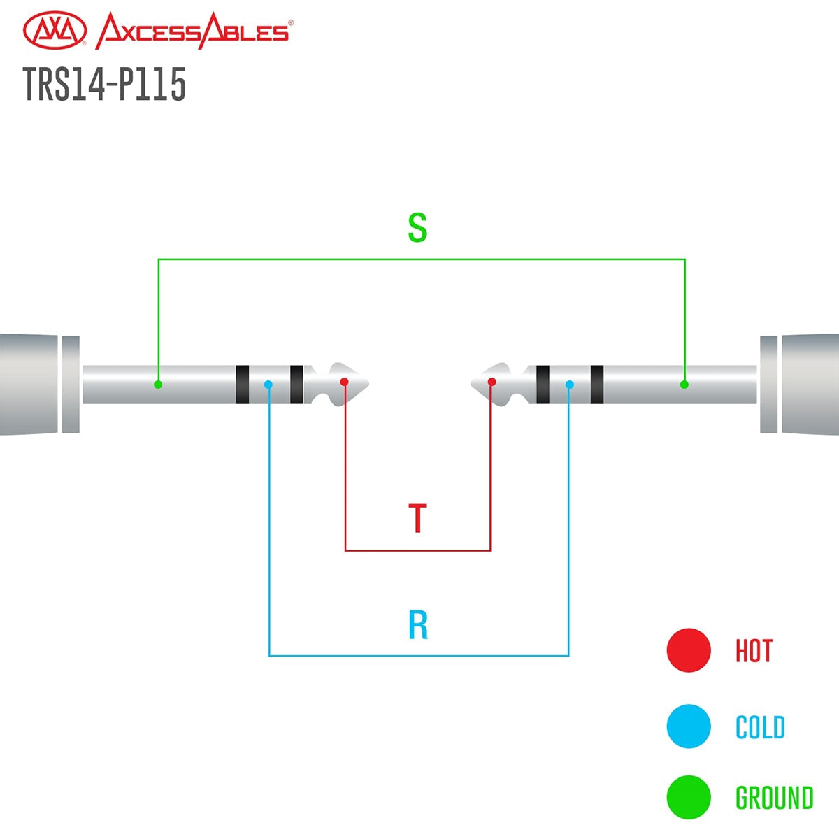 AxcessAbles 1/4-inch (6.35mm) TRS to 1/4-inch (6.35mm) TRS Multi-Color Balanced Stereo Patch Cables 6-Pack Outboard Gear & Patchbay Studio Cables External Effects Digital Analog Effects (1.5ft)