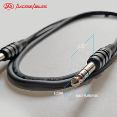 AxcessAbles 1/4 Inch TRS Instrument Cable 10ft | 6.35mm Male Jack Stereo Audio Cord | 10ft TRS to TRS Balanced Patch Cable