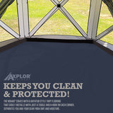 AxplorOutdoor NOMAD Rapid Tent 11.8ft x 11.8ft Hexagon Multi-Seasonal, Portable Pop-up Canopy with ATTACHEABLE Floor and Built-in Privacy Wind Panels (Grey/Silver) - Open Box