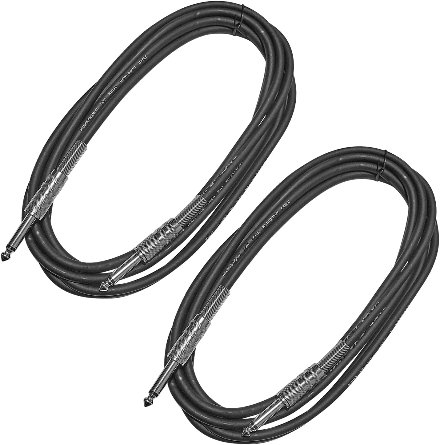AxcessAbles 1/4 Inch to 1/4 Inch TS Guitar Audio Cable- 10ft | 6.35mm Instrument Cable | Amp Cable for Guitar | Unbalanced 1/4 Patch Cord-10ft (2-Pack)
