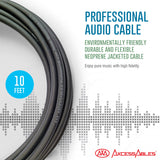 AxcessAbles XLR to 1/4 Inch TRS Instrument Cable 10ft | XLR Female to 6.35mm Male Jack Stereo Audio Cord | 10ft XLR to TRS Balanced Patch Cables