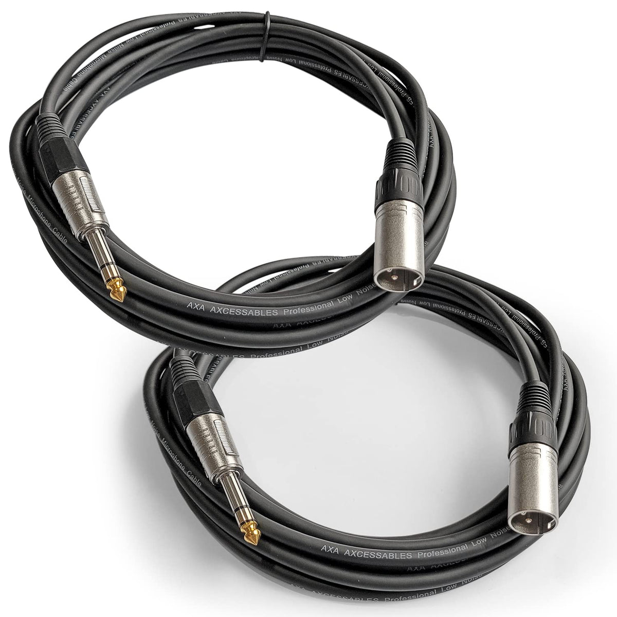 AxcessAbles 15ft Long 1/4 inch TRS to XLR Male Balanced Audio Cable | US Based Co. | Quarter Inch Stereo to XLR Male Audio| 6.35mm TRS to XLR Cable 15ft Cable for Mixers, Studio Speakers, Interfaces (2-Pack)