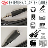 AxcessAbles ⅛” (3.5mm) TRS Male to ⅛” (3.5mm) TRS Female Minijack Headphone Extension Cable Compatible with Headphones, Phones, Speakers, Tablets, MP3 Players and More! (10ft)