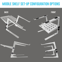 AxcessAbles Two-Tier Adjustable DJ Stand with Clamps | for DJ Controllers and Laptops up to 20lbs.| DJ Controller Stand Compatible with DDJ-REV1, DDJ-FLX4, Party Mix | DJ Laptop Stand (LTS-03 White) - Open Box