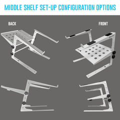 AxcessAbles Two-Tier Adjustable DJ Stand with Clamps | for DJ Controllers and Laptops up to 20lbs.| DJ Controller Stand Compatible with DDJ-REV1, DDJ-FLX4, Party Mix | DJ Laptop Stand (LTS-03 White)