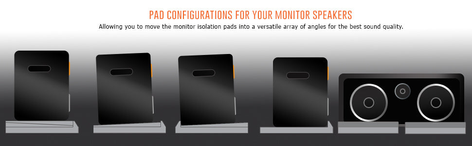 AxcessAbles Large Studio Monitor Isolation Pads for 6.5, 7, and 8-inch Speakers| Sound Isolation Pads for Side-Way Speakers | 3-Slice Pads | Multi-angle Speaker Riser | Acoustic Isolation Speaker Foam - Open Box