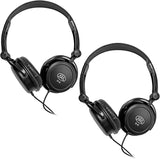 AxcessAbles On-Ear Closed-Back Studio/DJ Headphones with 6ft Cable and 1/4-inch Jack Adapter | 38mm Neodymium Driver Swiveling Cups| Guitar | Recording (SH-49) (2-Pack)