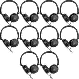 AxcessAbles On-Ear Closed-Back Studio/DJ Headphones with 6ft Cable and 1/4-inch Jack Adapter | 38mm Neodymium Driver Swiveling Cups| Guitar | Recording (SH-49) (10-Pack)