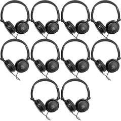 AxcessAbles On-Ear Closed-Back Studio/DJ Headphones with 6ft Cable and 1/4-inch Jack Adapter | 38mm Neodymium Driver Swiveling Cups| Guitar | Recording (SH-49) (10-Pack)