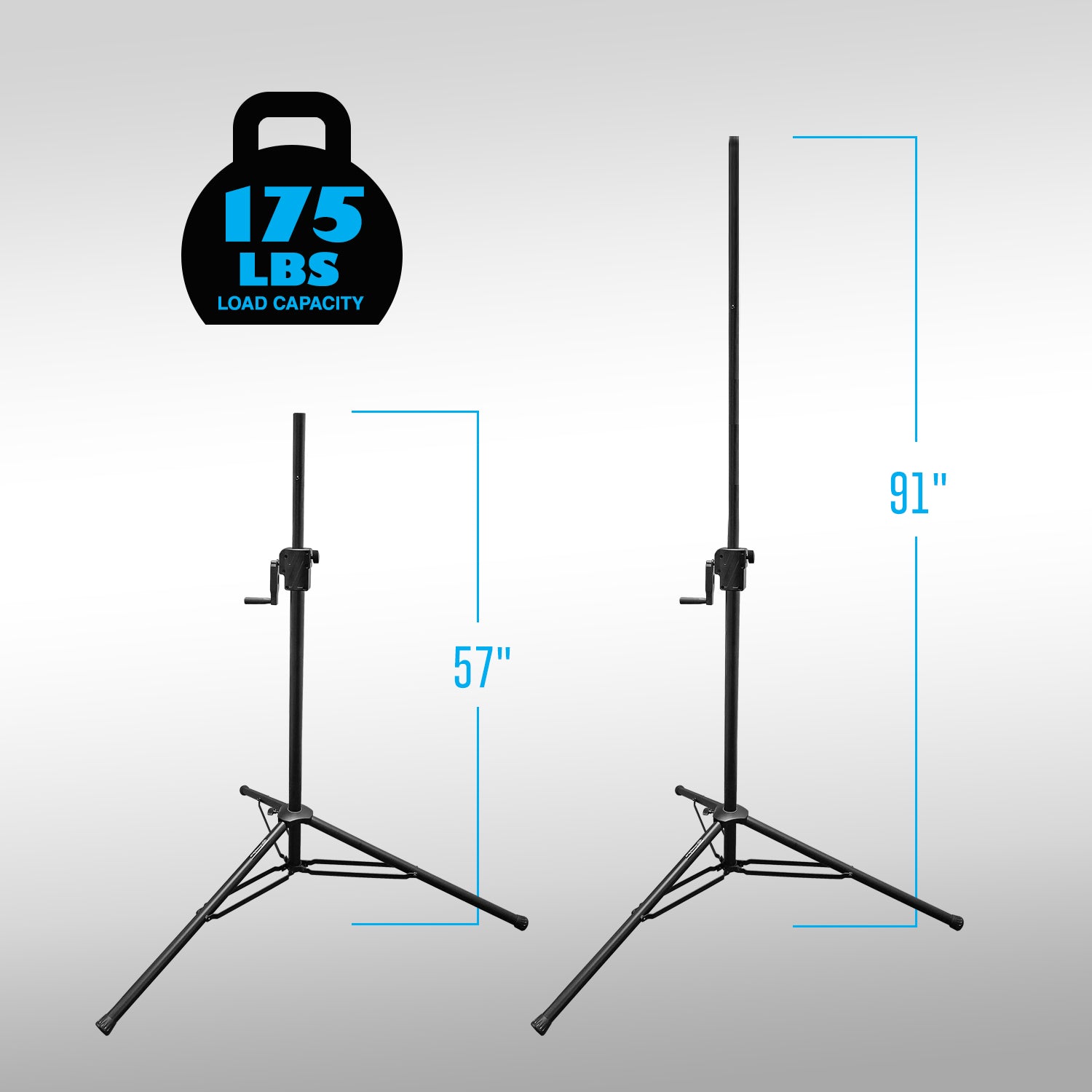 AxcessAbles Heavy-Duty Crank-up DJ Stand with Carry Bag | 175LB Load Capacity | Crank Up Light Stand | Crank Up DJ Speaker Tripod Stand | Stage Lighting Stand (SMX-266 Crank Stand -1 Pack)