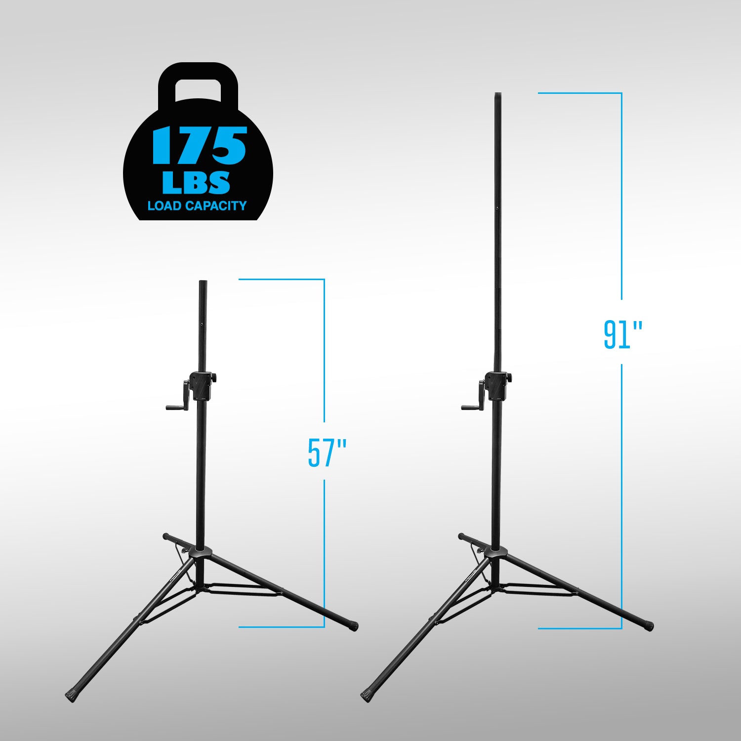 AxcessAbles Heavy-Duty Crank-up DJ Stands with Carry Bag | 175LB Load Capacity per Stand | Crank Up Light Stands | Crank Up DJ Speaker Tripod Stands | Stage Lighting Stands (Crank Stand -2 Pack)