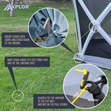 AxplorOutdoor NOMAD Rapid Tent 11.8ft x 11.8ft Hexagon Multi-Seasonal, Portable Pop-up Canopy with ATTACHEABLE Floor and Built-in Privacy Wind Panels (Grey/Silver) - Open Box