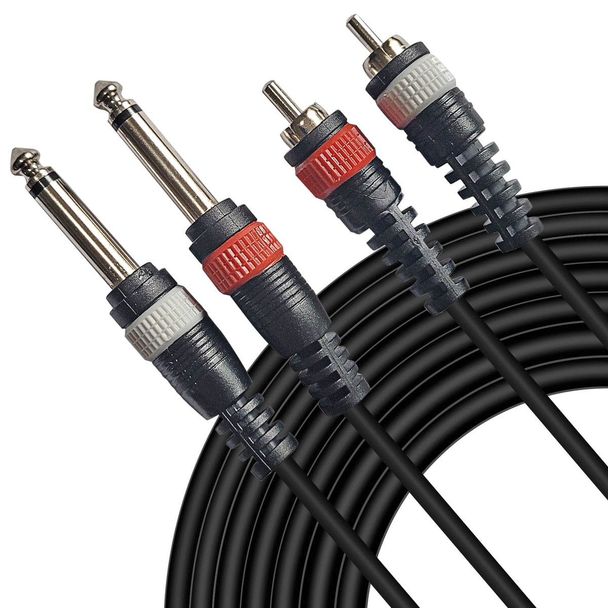 AxcessAbles Dual 1/4 Inch TS to Dual RCA Audio Interconnect Cable 3ft | Dual 6.35mm Male Jack to Dual RCA | 3ft DTRS to DRCA Unbalanced Patch Cables