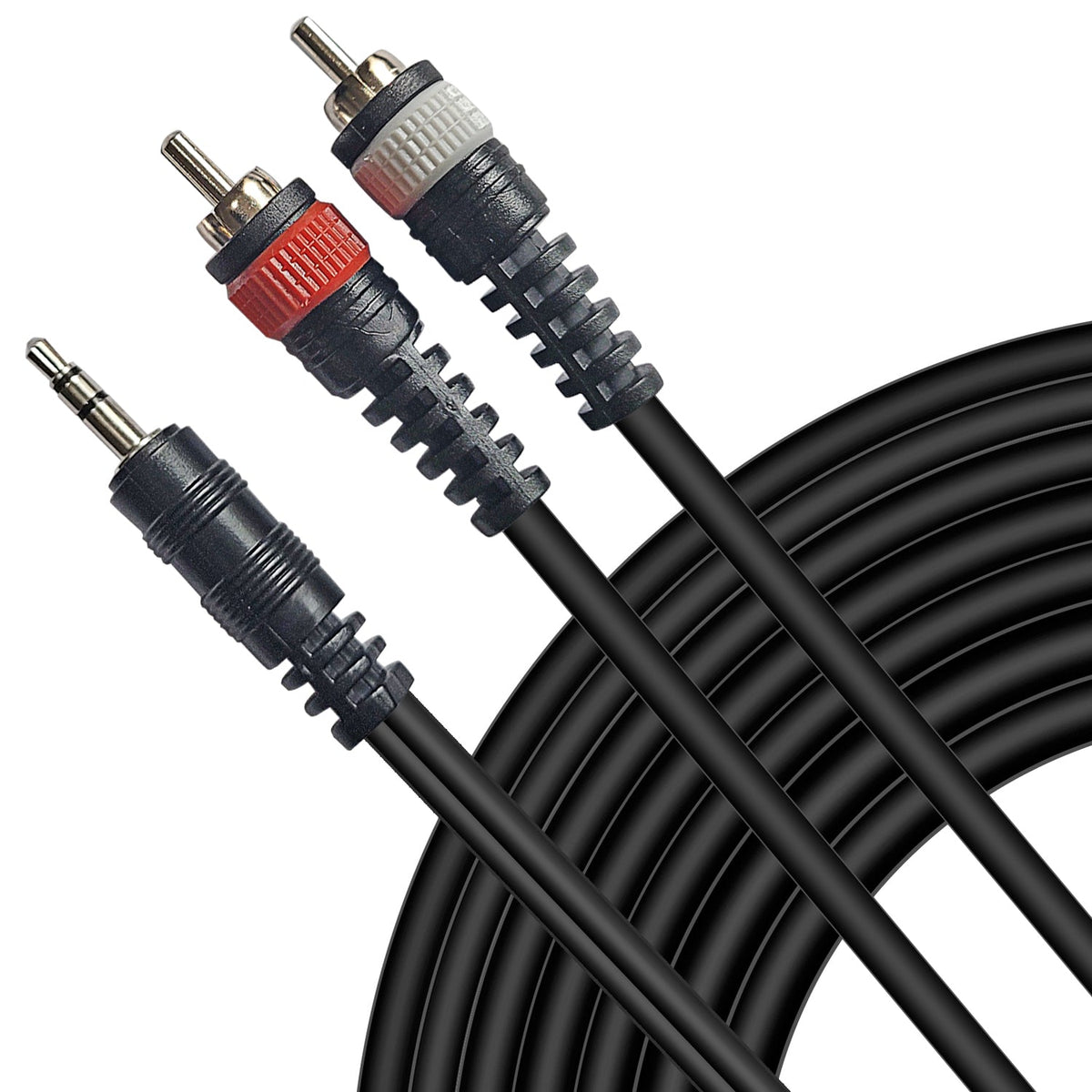 AxcessAbles 1/8 Stereo Male Mini-Jack Male to Dual Male RCA Audio Cable - 10ft | 1/8 TRS to Dual RCA Y Cable | 3.5mm Stereo Mini-Jack Male to 2 RCA | AxcessAbles TRS18-DRCA110-10ft
