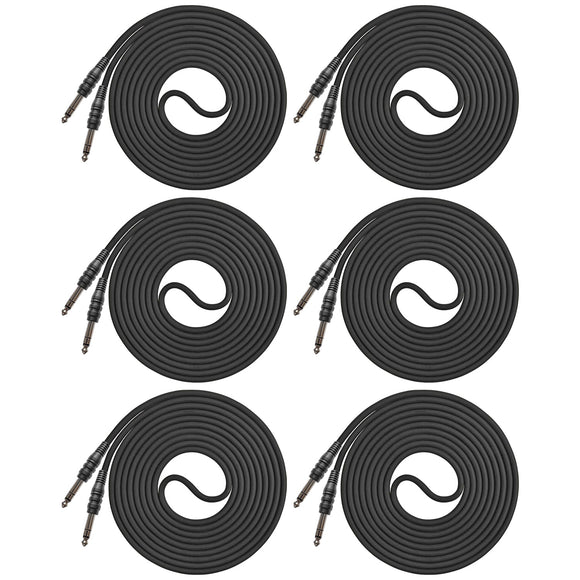 AxcessAbles 1/4 Inch TRS Instrument Cable 5ft - 6 Pack | 6.35mm Male Jack Stereo Audio Cord | 5ft TRS to TRS Balanced Patch Cables (6-Pack)