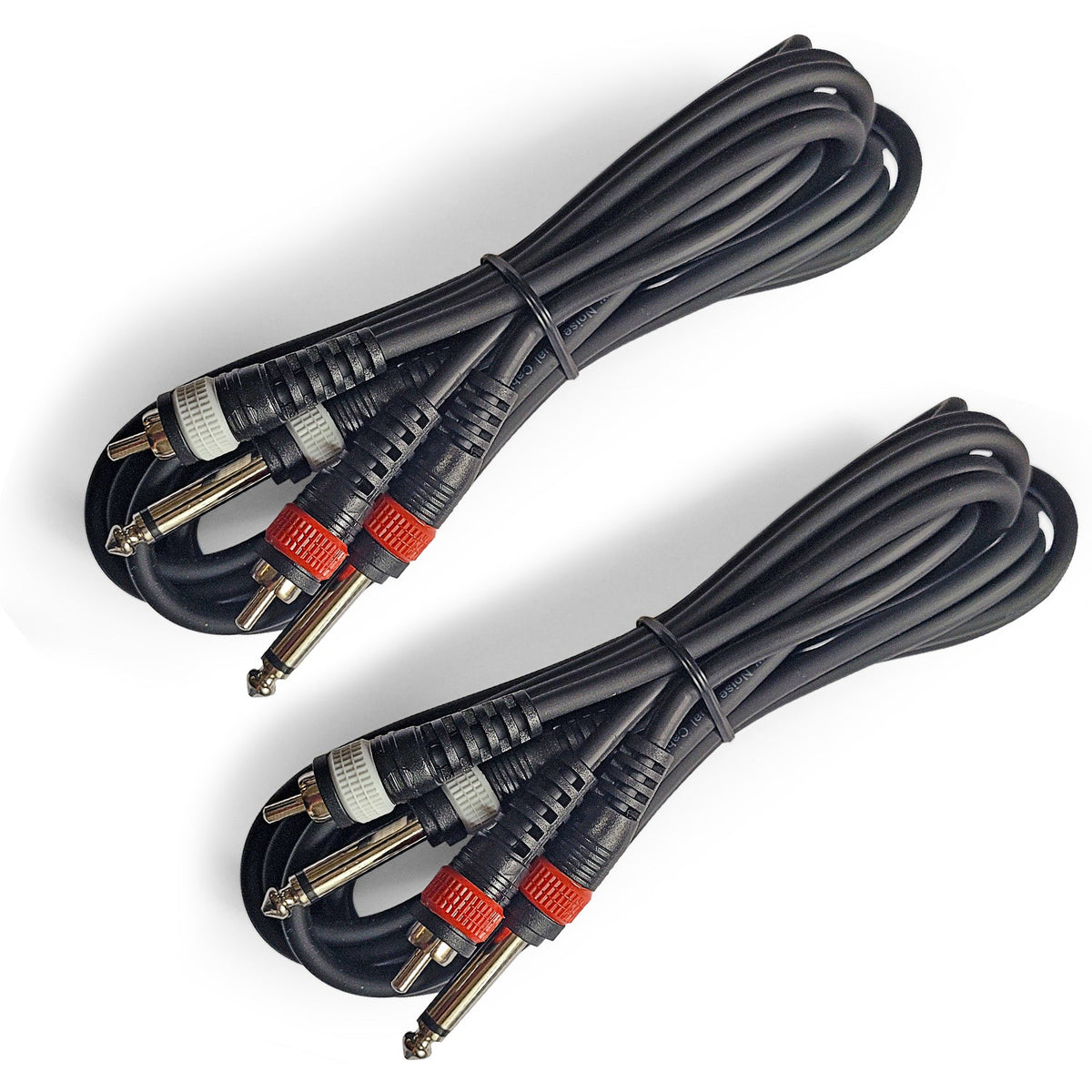 AxcessAbles Dual 1/4 Inch TS to Dual RCA Audio Interconnect Cable 3ft - 2 Pack | Dual 6.35mm Male Jack to Dual RCA | 3ft DTRS to DRCA Unbalanced Patch Cables (2-Pack)