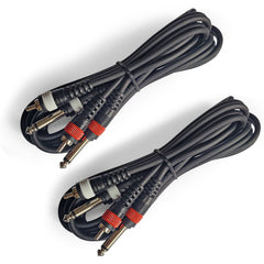 AxcessAbles Dual 1/4 Inch TS to Dual RCA Audio Interconnect Cable 3ft - 2 Pack | Dual 6.35mm Male Jack to Dual RCA | 3ft DTRS to DRCA Unbalanced Patch Cables (2-Pack)