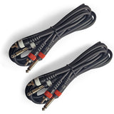 AxcessAbles Dual 1/4 Inch TS to Dual RCA Audio Interconnect Cable 10ft - 2 Pack | Dual 6.35mm Male Jack to Dual RCA | 10ft DTRS to DRCA Unbalanced Patch Cables (2-Pack)