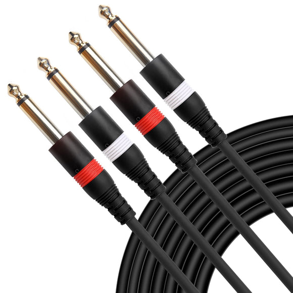AxcessAbles DTS14-STS106 Dual ¼” (6.35mm) TS Audio Patch Cable for Keyboards/Outboard Gear/Mixing Console (20 ft)