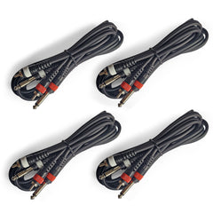 AxcessAbles Dual 1/4 Inch TS to Dual RCA Audio Interconnect Cable 10ft - 4 Pack | Dual 6.35mm Male Jack to Dual RCA | 10ft DTRS to DRCA Unbalanced Patch Cables (4-Pack)