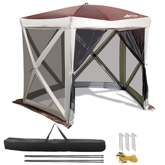 AxplorOutdoor TAILGATER Rapid Tailgater Tent 8.5ft X8.5ft Pentagon Shaped Portable Pop-Up Canopy with Carry Bag (4-5 Seated Adults) Ideal for Gathering, Beach, Poolside, Camping, Outdoor Sports - Open Box