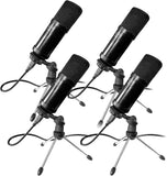 AxcessAbles MX-715 USB Studio Condenser Recording Microphone for PC Laptop MAC or Windows, Cardioid Studio for Recording Vocals, Voice-Overs, Streaming Broadcasts and YouTube Videos (4-Pack)