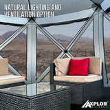 AxplorOutdoor NOMAD Rapid Tent 11.8ft x 11.8ft Hexagon Multi-Seasonal, Portable Pop-up Canopy with ATTACHEABLE Floor and Built-in Privacy Wind Panels (Grey/Silver) - Open Box