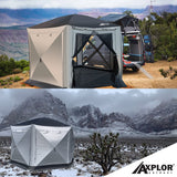 AxplorOutdoor NOMAD Rapid Tent 11.8ft x 11.8ft Hexagon Multi-Seasonal, Portable Pop-up Canopy with ATTACHEABLE Floor and Built-in Privacy Wind Panels (Grey/Silver) - Open Box