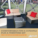 AxplorOutdoor SUMMERLIN Rapid Tent 11.8ft x11.8ft Hexagon Standing Height Portable Pop-Up Canopy with ATTACHABLE BATHTUB STYLE WATERPROOF FLOOR (8-10 Adults) - Open Box