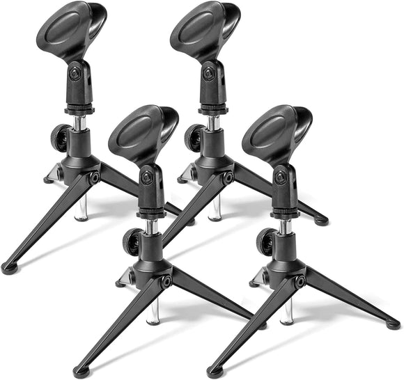AxcessAbles CM-219 Tripod Desktop Microphone Stand with Mic Clip (4-Pack)
