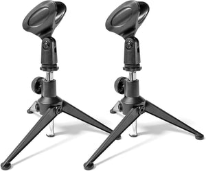 AxcessAbles CM-219 Tripod Desktop Microphone Stand with Mic Clip (2-Pack)