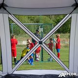 AxplorOutdoor SUMMERLIN Rapid Tent 11.8ft x11.8ft Hexagon Standing Height Portable Pop-Up Canopy with ATTACHABLE BATHTUB STYLE WATERPROOF FLOOR (8-10 Adults) - Open Box