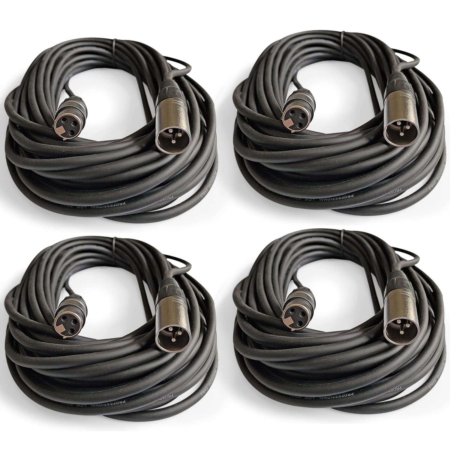 AxcessAbles 20ft XLR Male to Female Microphone Cable | U.S. Based Small Business | Shielded Microphone Cord | DJ Mic Cable | XLR to XLR Balanced Cable | AxcessAbles 20ft XLR Mic Cable (4-Pack)
