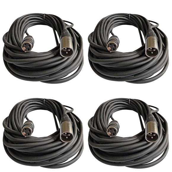 AxcessAbles XLR Male to XLR Female Audio Cable - 50ft | XLR to XLR Balanced Mic Cable | Microphone Cable | 3-Pin Mic Cord | AxcessAbles XLR-XLR50-50ft (4-Pack)