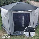 AxplorOutdoor NOMAD Rapid Tent 11.8ft x 11.8ft Hexagon Multi-Seasonal, Portable Pop-up Canopy with ATTACHEABLE Floor and Built-in Privacy Wind Panels (Grey/Silver) - Open Box