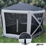 AxplorOutdoor SUMMERLIN Rapid Tent 11.8ft x11.8ft Hexagon Standing Height Portable Pop-Up Canopy with ATTACHABLE BATHTUB STYLE WATERPROOF FLOOR (8-10 Adults) - Open Box